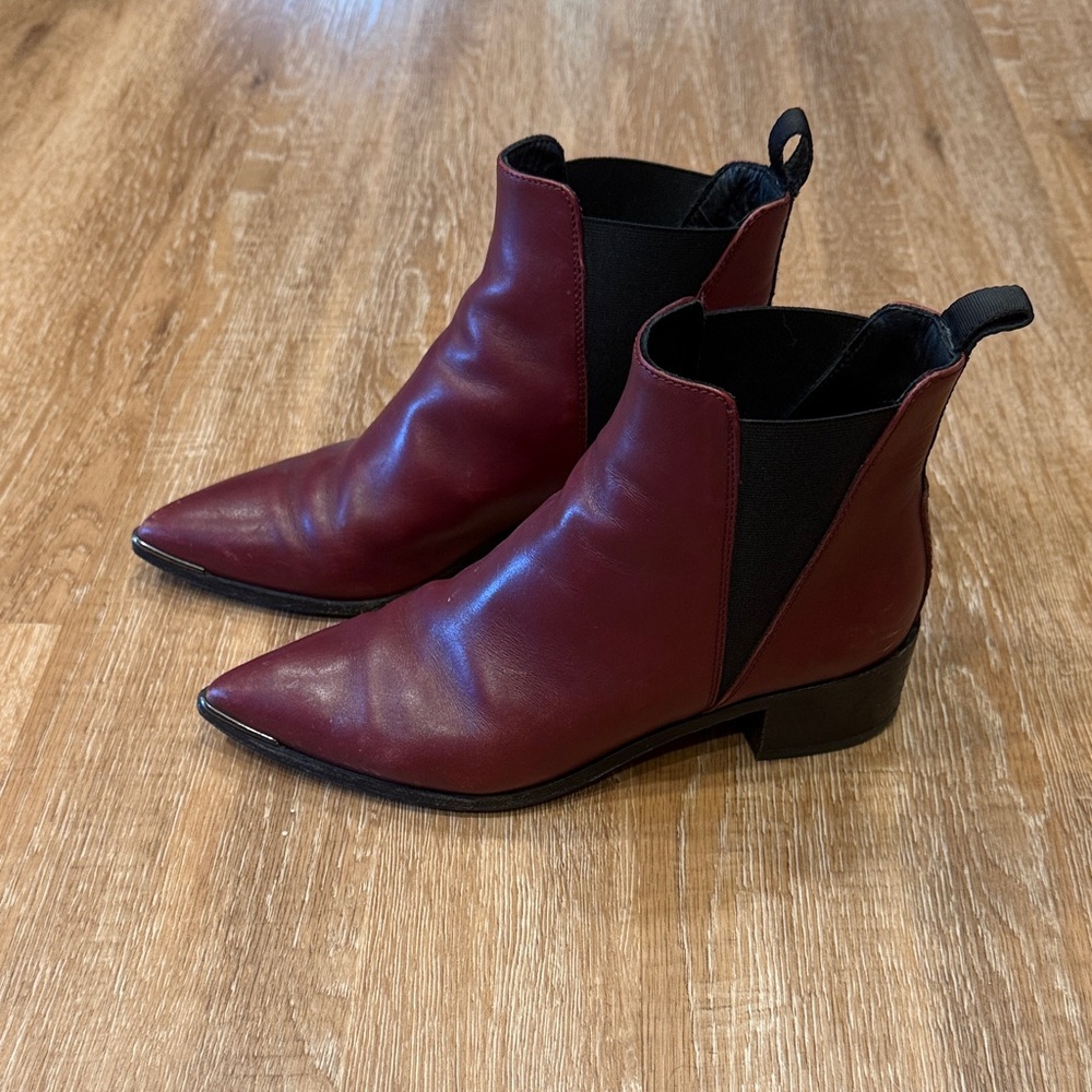 Acne Dark Red Ankle Boots